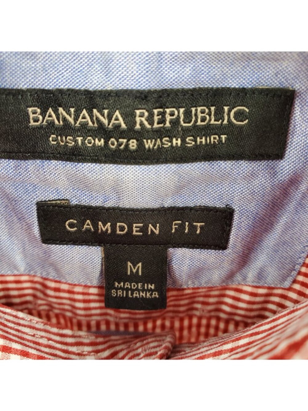 Banana Republic Shirt Men Camden Fit Casual Medium Red White Stripe 100% Cotton - Picture 3 of 6